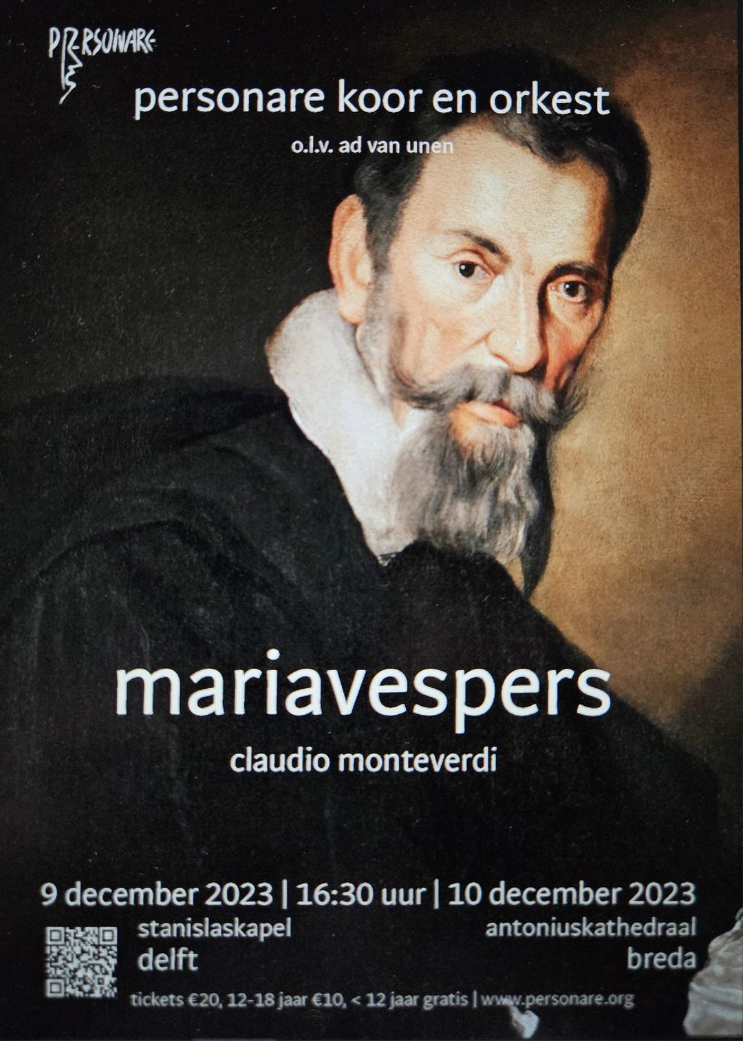 9 en 10 December 2023: Mariavespers van Monteverdi in Delft en Breda